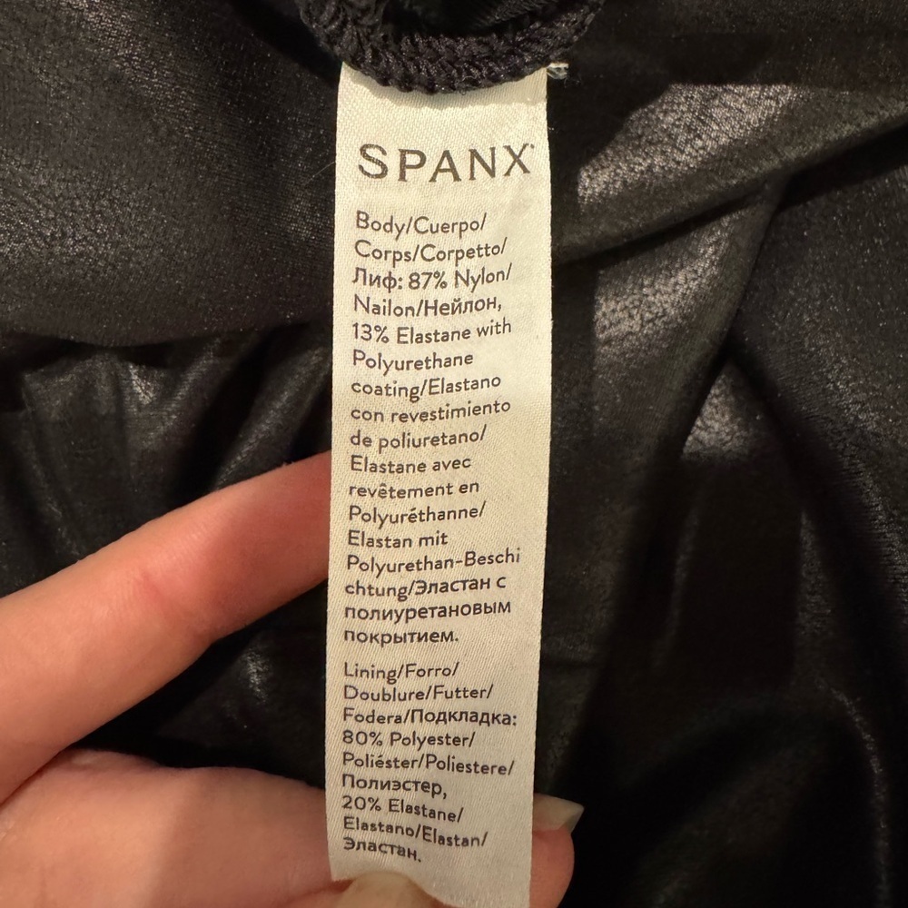 Spanx Faux Leather Leggings black shaping waistband moto - Picture 7 of 7